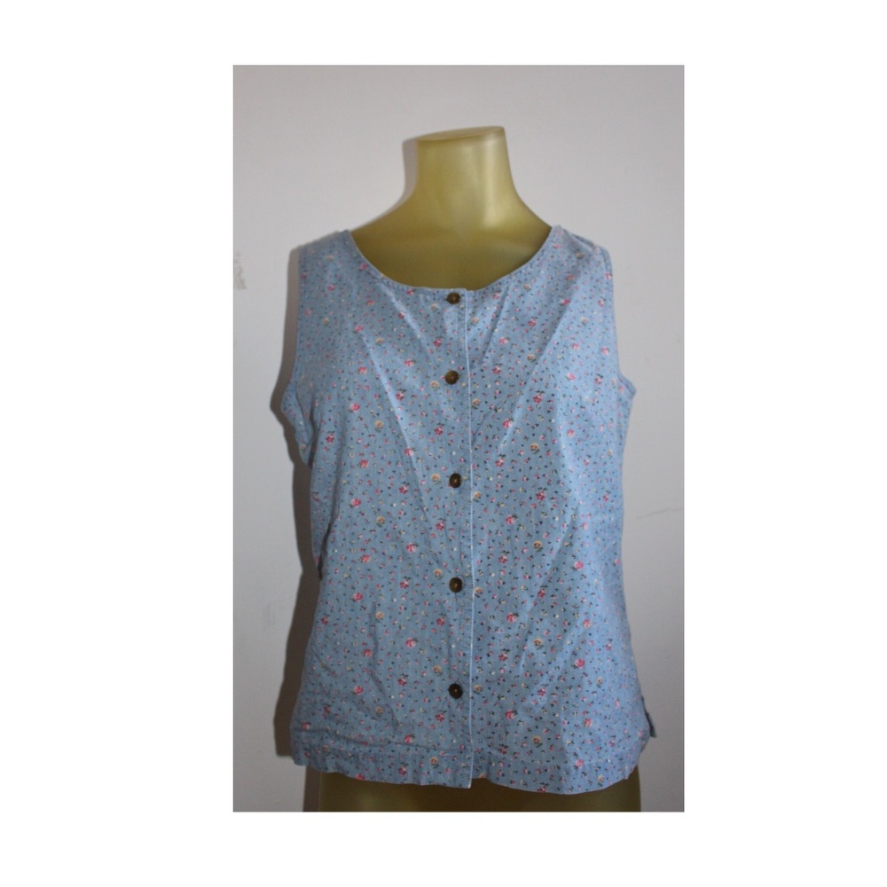 Vintage Denim Sleeveless button up, floral print